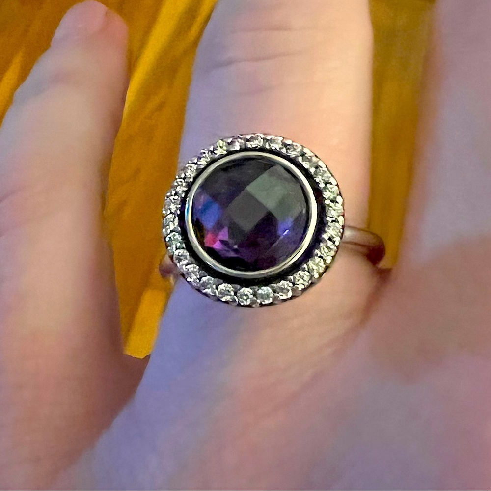 PANDORA Brilliant Legacy Silver Purple CZ Ring 190904ACZ Size 8